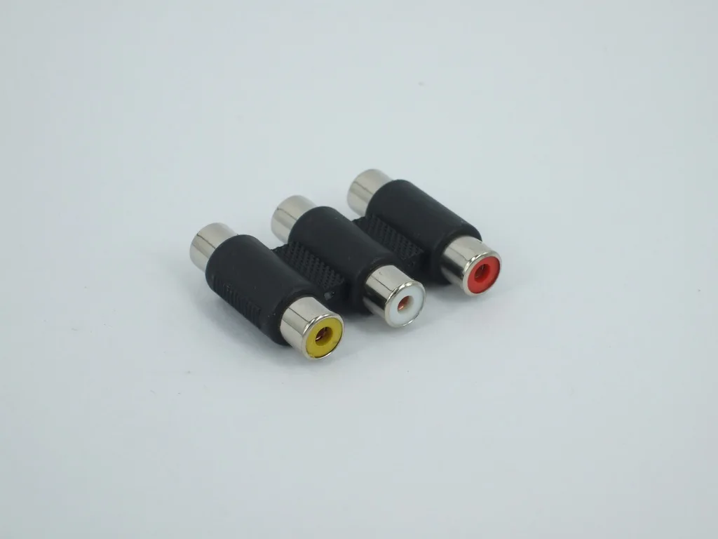 New 3 colour gold plating RCA Female to Extension cable connector For VCD DVD HDTV | Audio &amp Video Cables