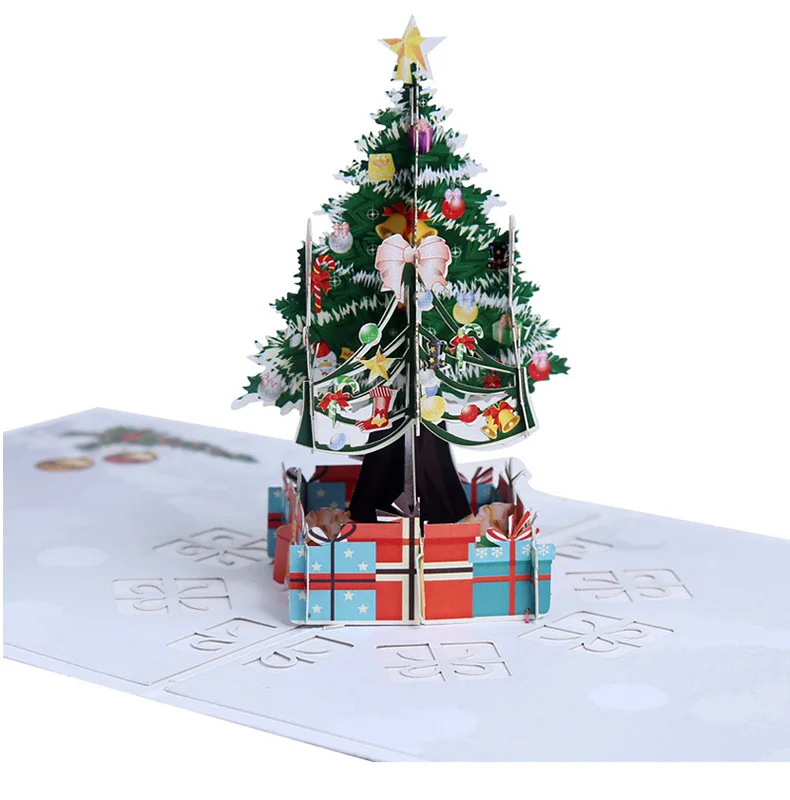 OLOEY Christmas Tree and Decoration 3D Pop Up Card Folding Handmade Gift card Greeting Postcard New Year Creative | Дом и сад