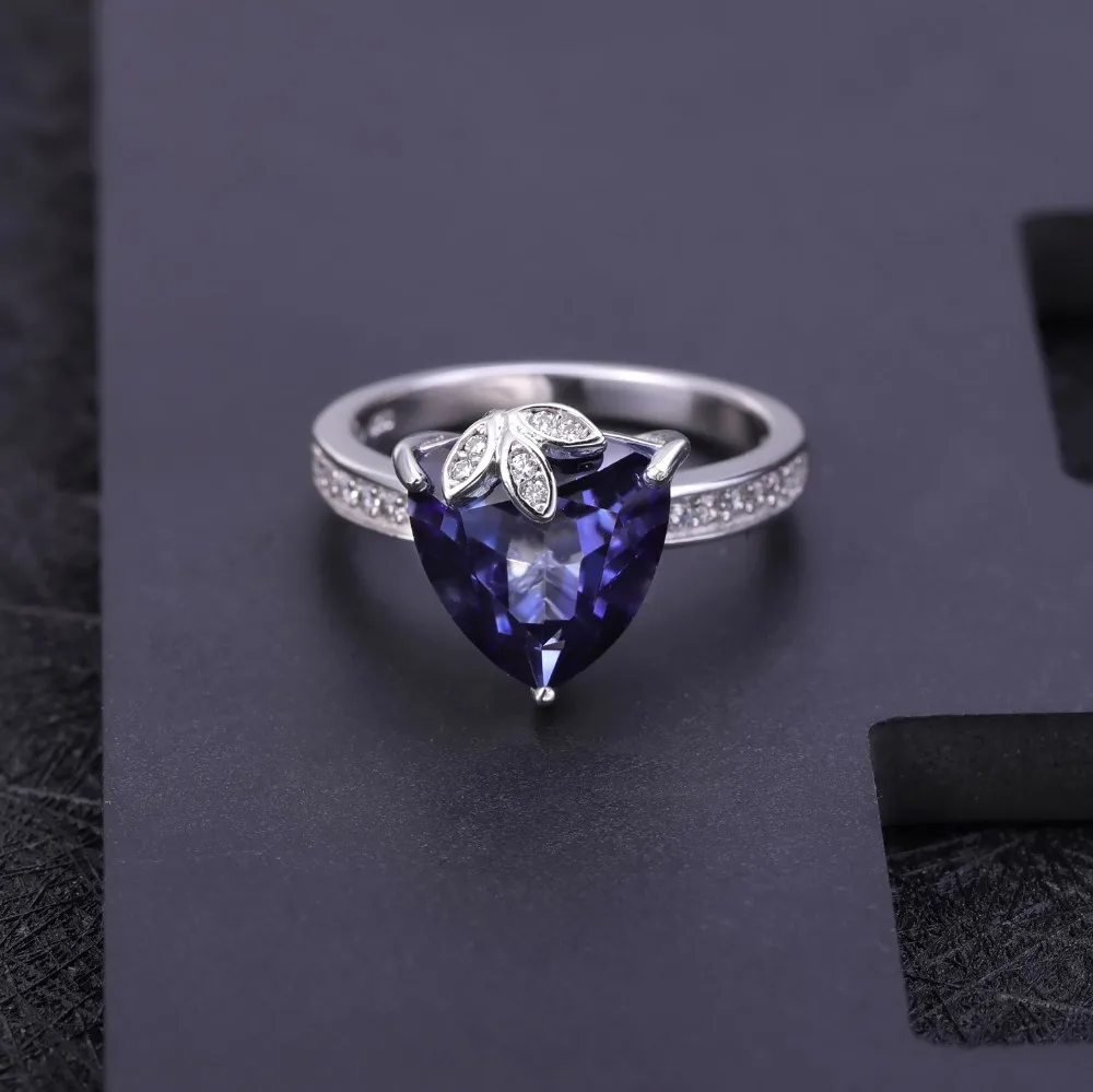 GEM'S BALLET Natural Iolite Blue Mystic Quartz Ring Earrings 925 Sterling Silver Triangle Gemstone Jewelry Set For Women | Украшения и