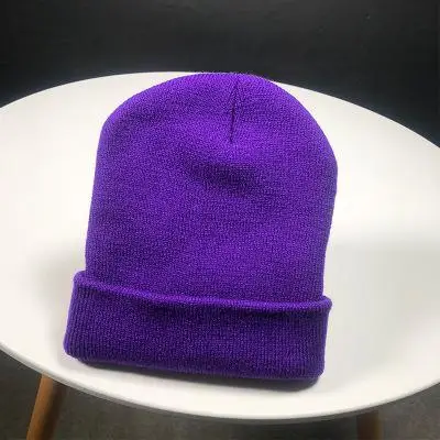 Dark Purple Теплая шапка унисекс COKK, вязаная однотонная шапка-бини, повседневная шапочка на осень/зиму - Цвет: Dark Purple