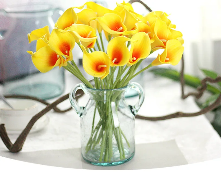 6PCArtificial PUCalla с свадебным украшением, букеты для дома, Осеннее украшение, искусственные растения, роскошный Декор для дома
