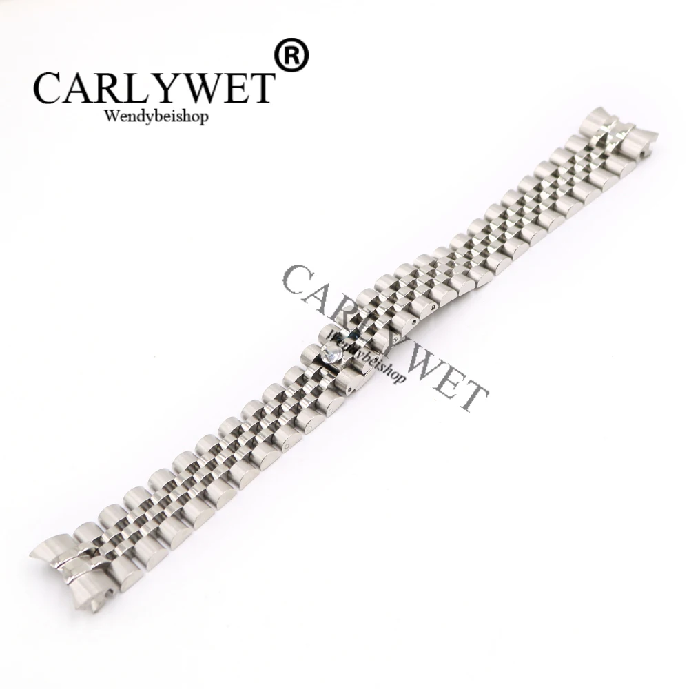 Ремешок для часов CARLYWET из нержавеющей стали 316L 20 мм серебристый с закругленным
