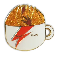 customized enamel gold glitter coffee mug badge cheap custom metal lapel pin