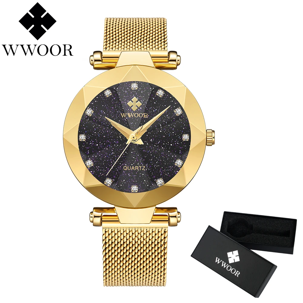 Модные Золотые женские часы ультра тонкие кварцевые со стразами Montre Femme 2019
