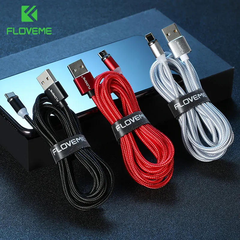 Магнитный USB кабель FLOVEME 1 м/2 м со светодиодной подсветкой Micro / Type C/для Apple iPhone 11 7 8 XR