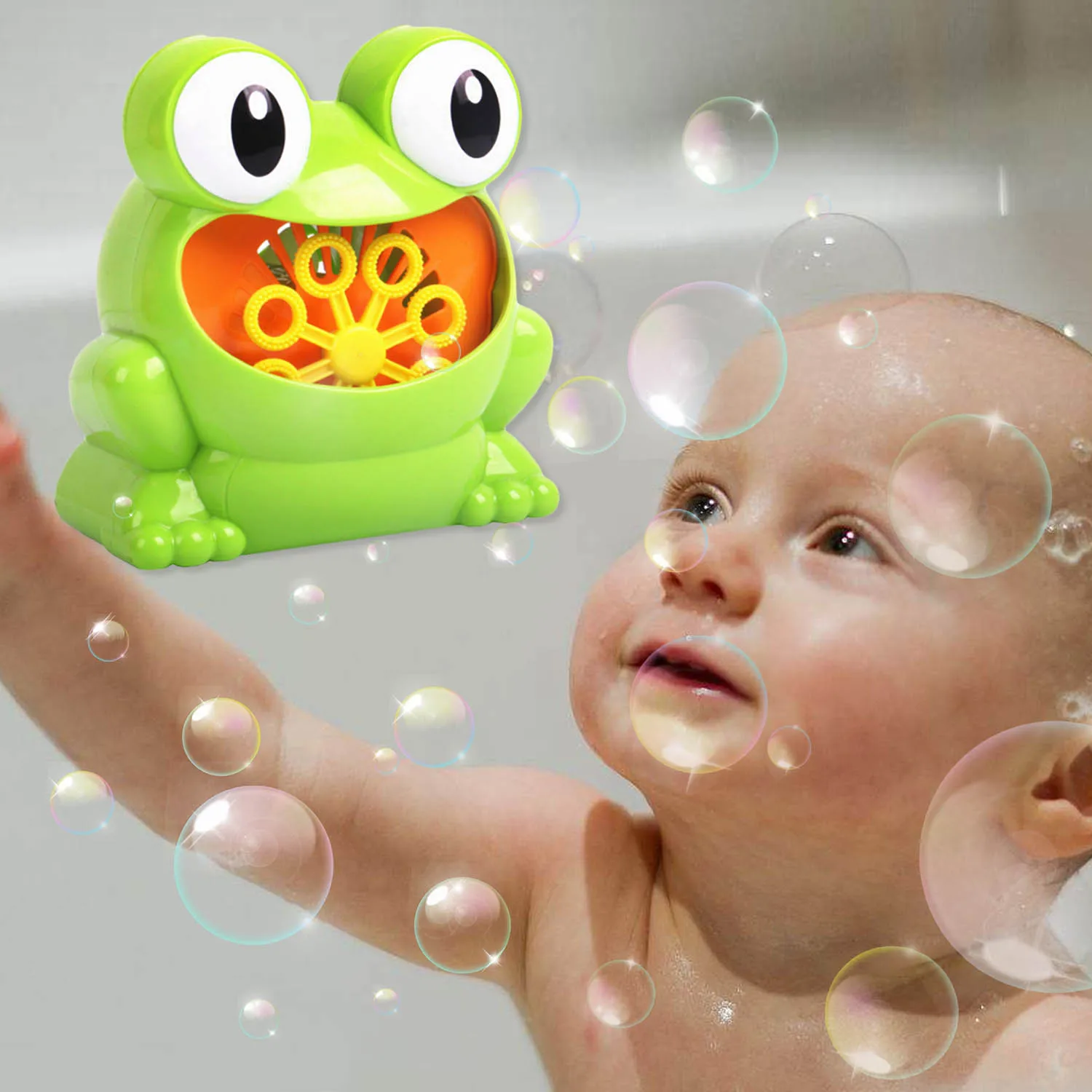 

Besegad Cute Funny Automatic Powered Electric Frog Bubble Maker Machine Bubble Blower Toy Soap Bubbles for Kid Bath Outdoor Toys