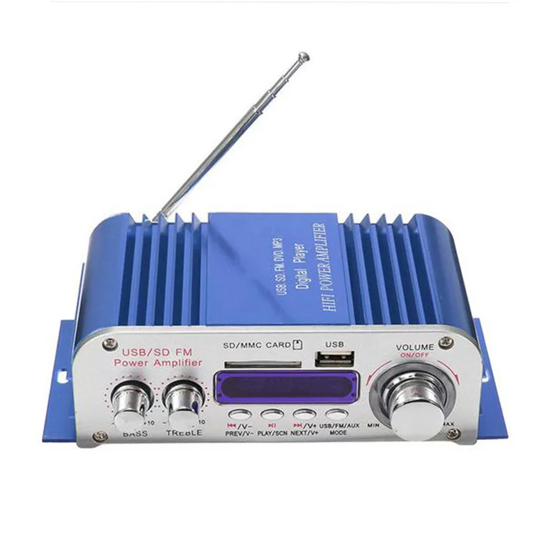 12V 2 канала Мощность Фул звук Smart мини усилитель HiFi Цифровой стерео дома для автомобилей и мотоциклов Мощность усилитель MP3 USB fm-радио SD