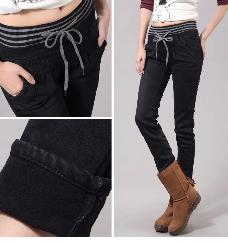 

Autumn and winter plus velvet thickening jeans pants elastic skinny pants pencil pants plus size clothing