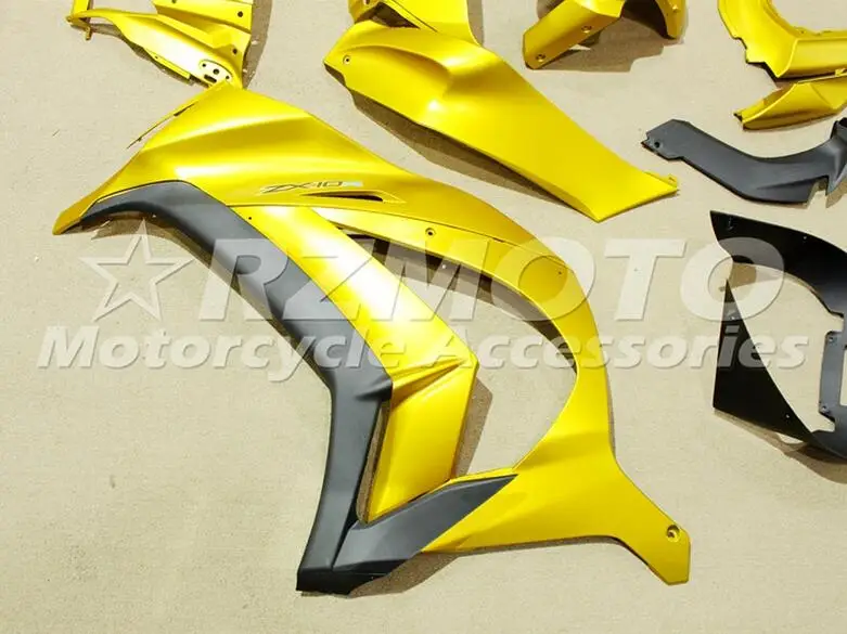 3 Подарки ABS Обтекатели комплект подходит для kawasaki Ninja ZX-10R ZX10R 2011 2012 2013 для детей 11, 12, 13, 14, 15, пользовательский матовый золотой Прохладный