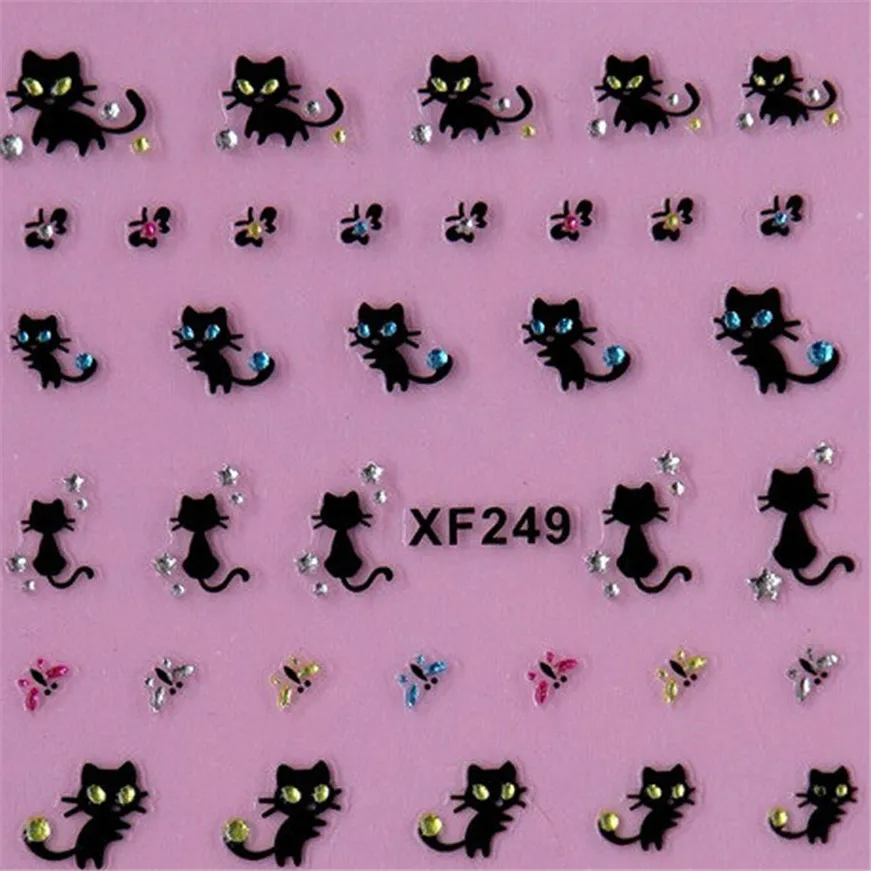 Nail Art Decals Decoration Diamond Cat Butterfly Design | Красота и здоровье