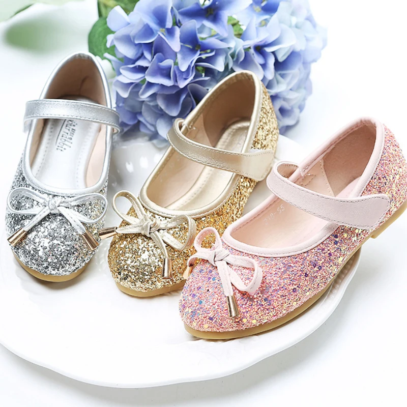 IYEAL обувь для девочек туфли в стиле Принцесса Цвет: розовый золотистый