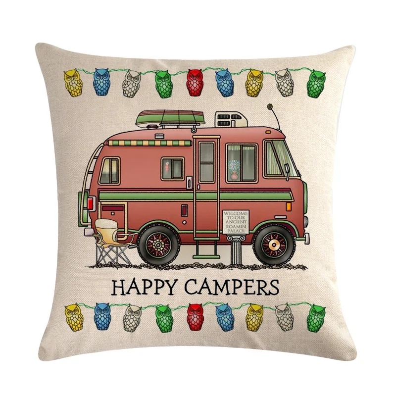 Чехол для подушки Happy Campers из хлопка и льна квадратный чехол дивана декоративная