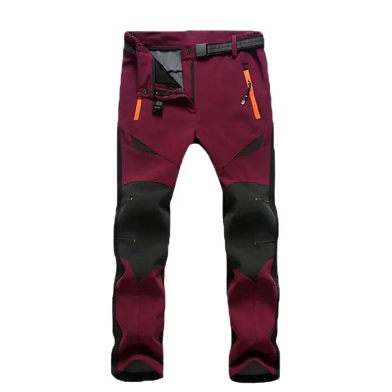Wine Red Women Зимние спортивные штаны для мужчин, альпинистские лыжные брюки для женщин, теплые лыжные штаны, снежные штаны для катания на коньках, спортивная одежда, плотные брюки - Цвет: Wine Red Women