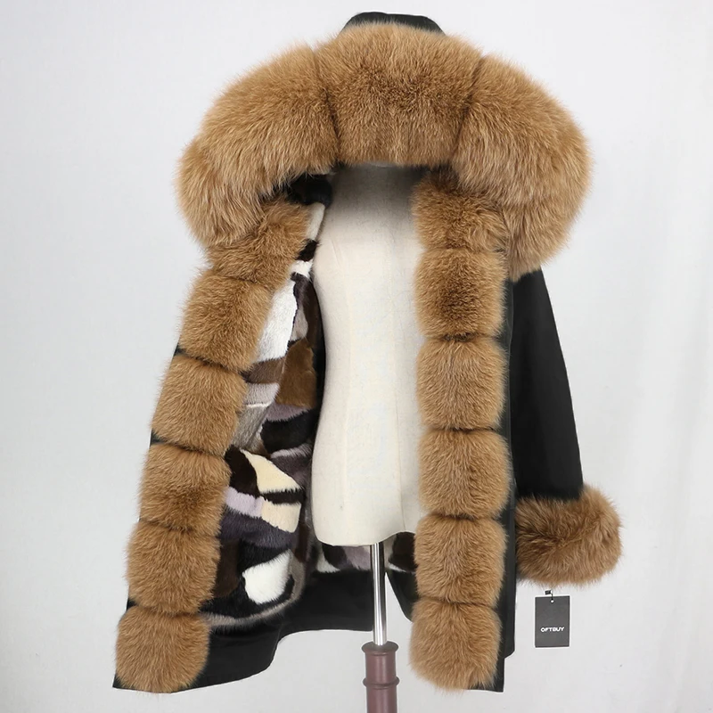 black camel OFTBUY, водонепроницаемая длинная парка, натуральный мех енота, капюшон, натуральный мех норки, подкладка, пальто, зимняя куртка, женская верхняя одежда, съемная - Цвет: black camel