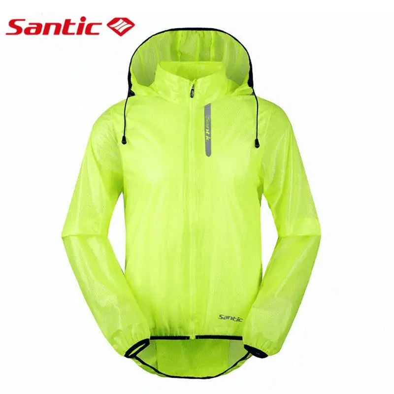 

Santic Waterproof Cycling Jackets Raincoat UPF30+ Windproof Breathable Bicycle Bike Rain Jacket Hooded Cycling Clothing Green
