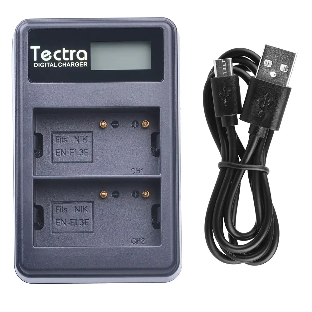 

Tectra High Quality EN-EL3E EN EL3E LCD USB Dual Charger for Nikon D30 D50 D70 D90 D70S D300 ENEL3E Battery Charger