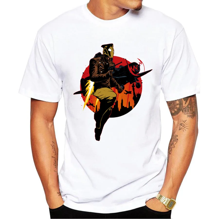 2017 Newest Hip Hop Style Design Fashion Rocketeer Man Printed T-shirt Short Sleeve Hipster Tops t shirts Cool tee | Мужская одежда