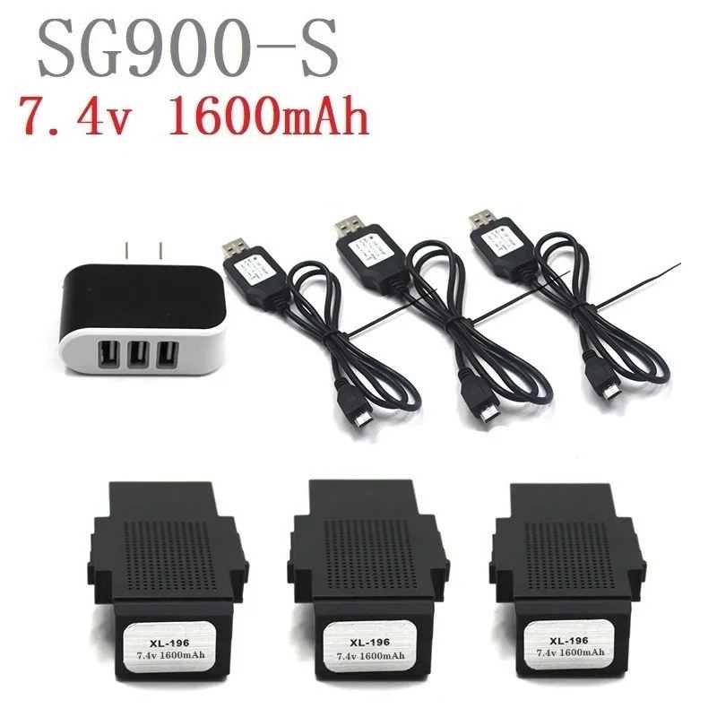 7 4 V 1600mAh Lipo батарея и 3 портовое зарядное устройство для SG900s SG900 S RC вертолета