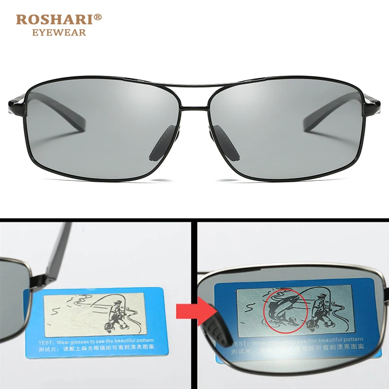 RoShari A54 фотохромные солнцезащитные очки мужские Поляризованные высокой четкости обесцвеченные вождения солнцезащитные очки gafas de sol hombre