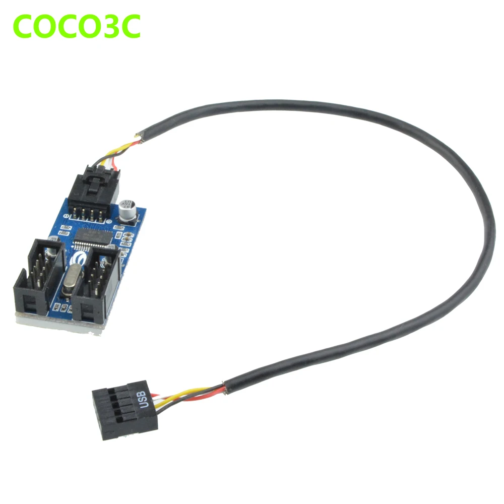 9Pin USB header 1 to 2 / 4 ports 9P Female Extension Cable Desktop Motherboard 9-pin Port multiplier Card HUB Adapter | Компьютеры и