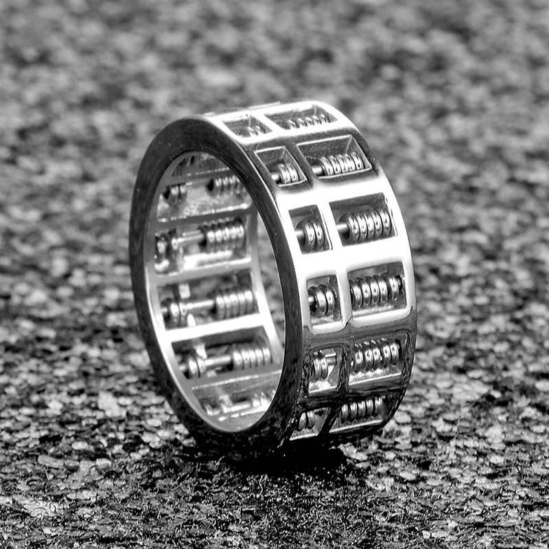 V-COOL Fashion Abacus Ring For Men Women High Quality Maths Number Jewelry Stainless Steel Charm Gift VR262 | Украшения и