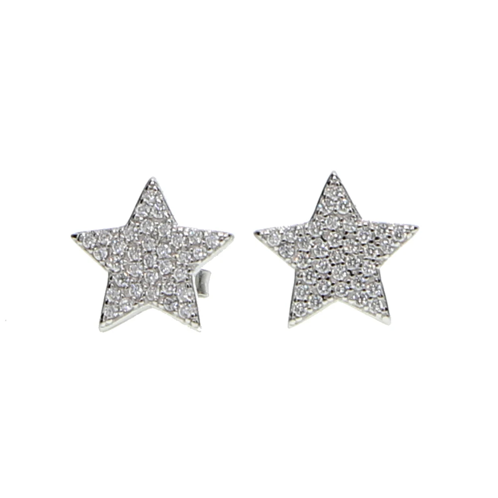 

100% 925 Sterling Silver one Star Stud Earrings For Women paved CZ Prevent Allergy Brincos pendientes mujer moda 2019 Brincos
