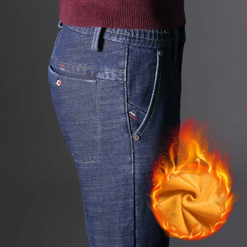 Мужские джинсы KSTUN зимние плотные утепленные флисовые облегающие с эластичной