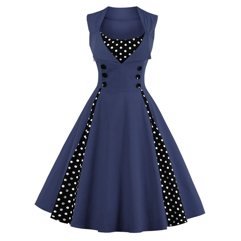 Для женщин Fit Flare Винтаж волновой точки рукав поставить на большой пачки Империя