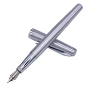 duke 209 steel fude calligraphy fountain pen bent nib pure silver color writing gift pen for painting office home