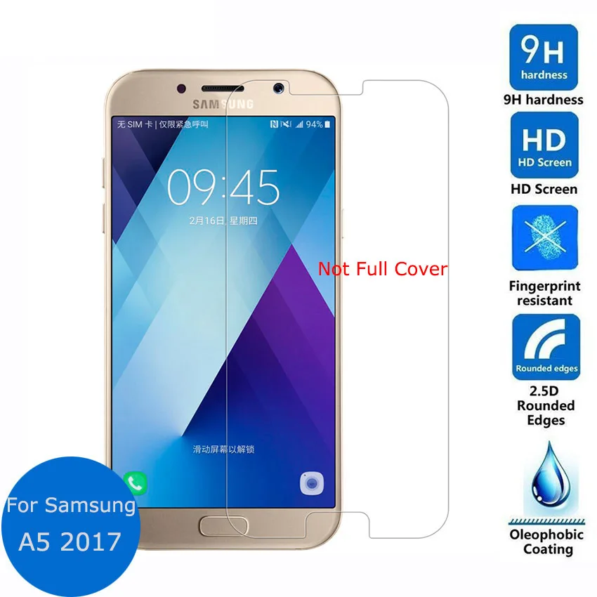 Not Full Cover For Samsung Galaxy A5 2017 7 A520F A520 Tempered Glass Screen Protector 9H 2.5D Safety Protective Film Glass Film