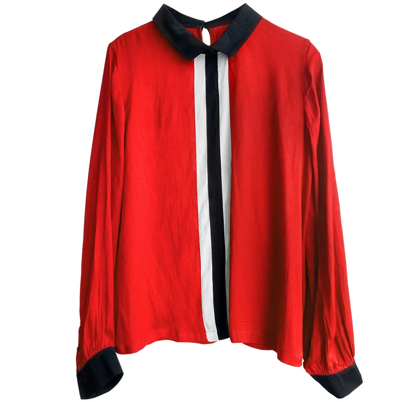 

New Italy brand chiffon shirt girls long sleeve elegant red shirt women summer casual fashion shirts lady tops camisa chemise
