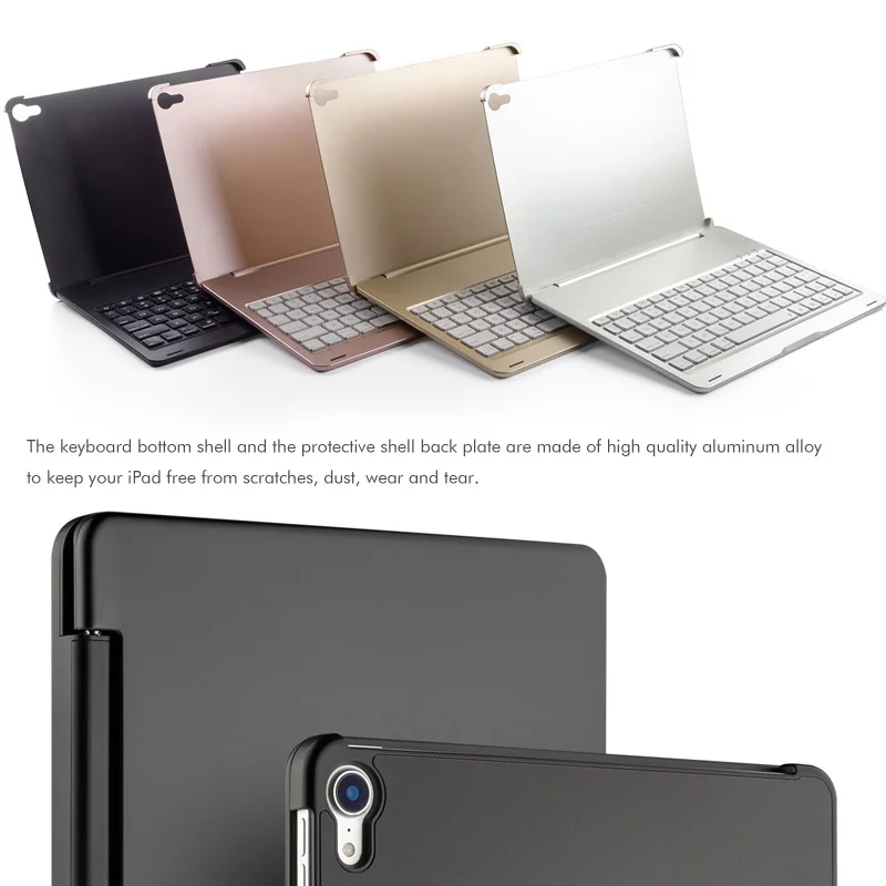 [NEW] Bluetooth keyboard Case for Apple iPad Pro 11.1",7-Color Backlit Aluminum Metal Wireless Keyboard with Smart Case Hard