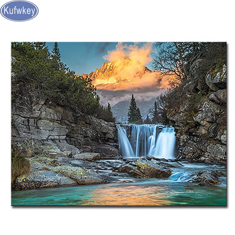 Стразы мозаика натуральная Алмазная вышивка полная алмазная живопись водопад