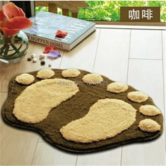 New Super Soft Nonslip Microfiber Lovely Flocking Big Feet Pad Floor Mat Bedroom Area Rug Carpet 58.5*38.5cm 5 Colors Available | Дом и сад