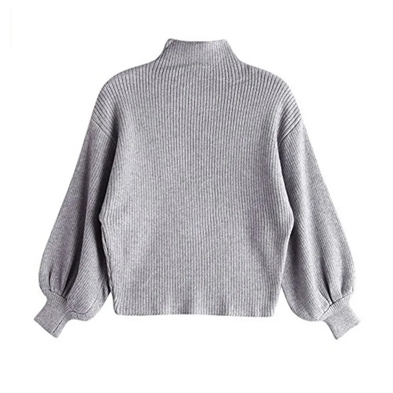 Neploe, корейская мода, одноцветная, Sueter Mujer, Вязанная одежда с пышными рукавами, короткий женский свитер, осень, новинка, Свободные повседневные пуловеры 68309 - Цвет: grey sweater