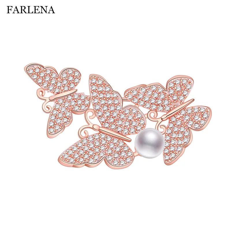 Женская Брошь в виде трех бабочек FARLENA ювелирное изделие с микро