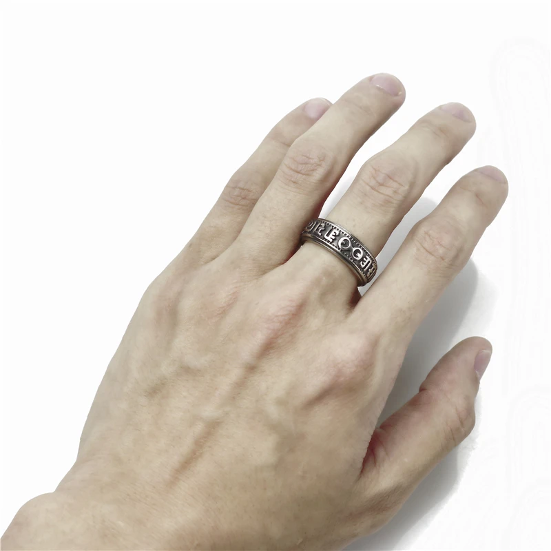 Кольцо Elfasio мужское из нержавеющей стали буддийская мантра Ом мани падме хум с