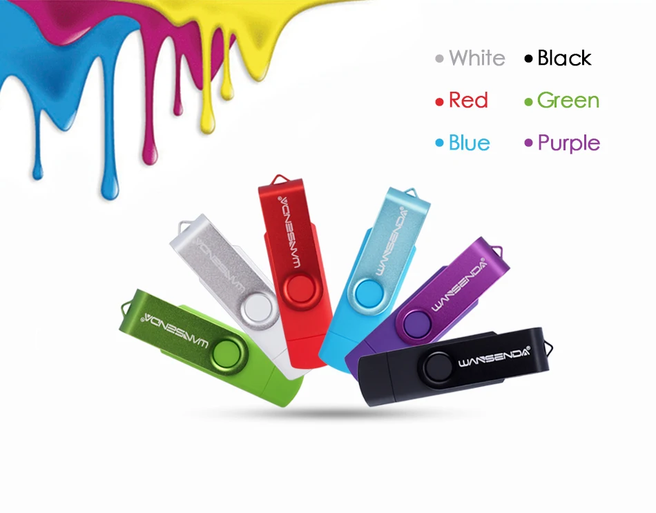 WANSENDA S100 OTG USB флеш-накопитель 32 ГБ флэш-накопитель 8 Гб оперативной памяти, 16 Гб встроенной памяти, 64 ГБ 128 Гб флэш-накопитель 256 ГБ 2 в 1 двойной разъем Micro USB флеш-накопитель