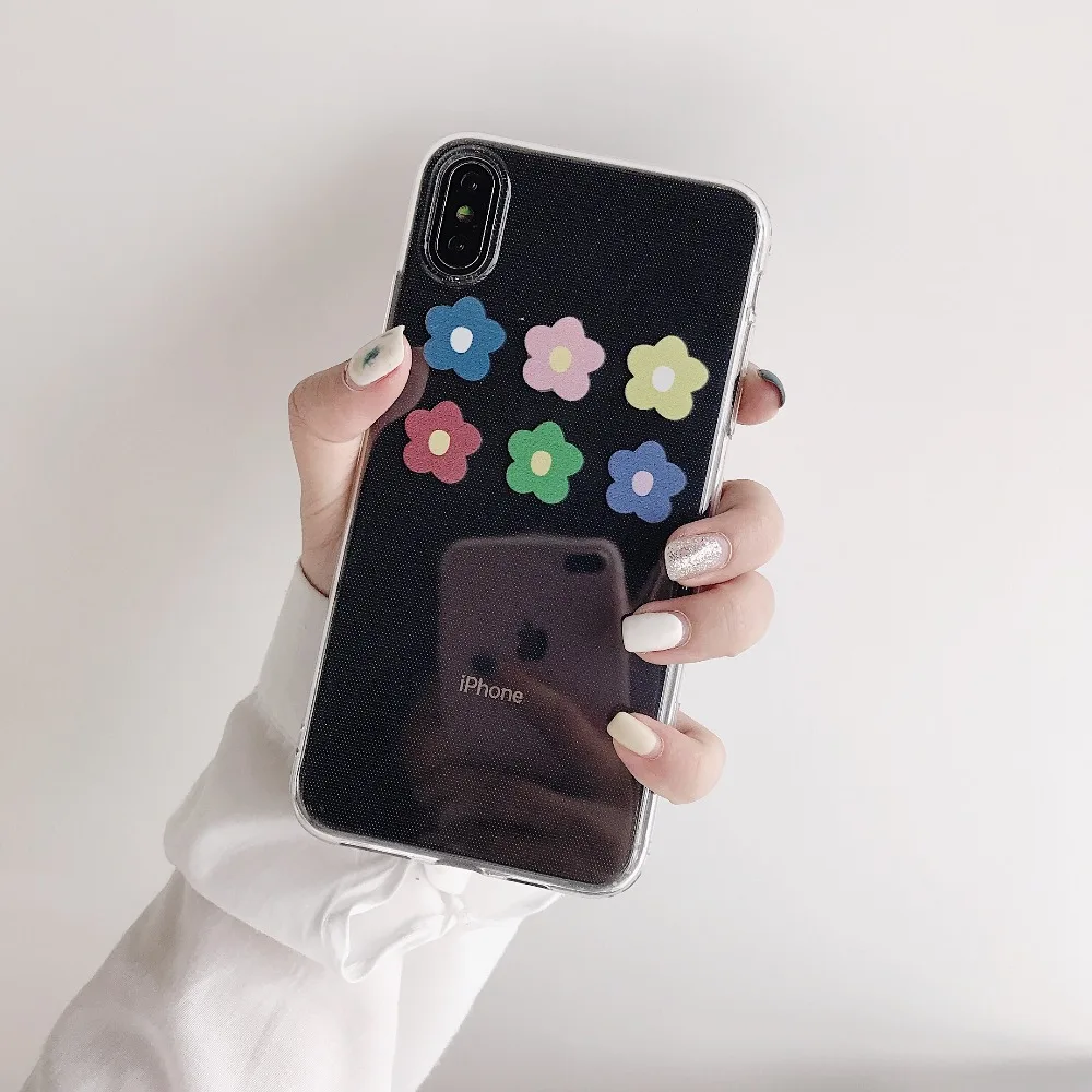 ORYKSZ цветочный силиконовый чехол для телефона iPhone 7 8 Plus XS Max XR милые розовые