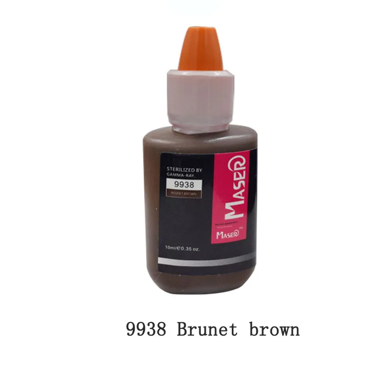 9938 Brunet brown Постоянный Макияж Чернила для тату дополнительно пигмент Цвет 10 мл для татуировки бровей Подводка для глаз губ Make Up смешанный цвет Книги по искусству Татуировка Поставки татуаж пигмент тату пигмент краска для тату - Цвет: 9938 Brunet brown