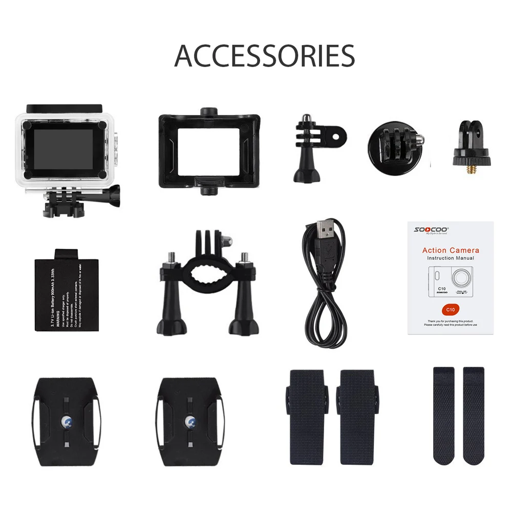 Новинка SOOCOO C10 Full-HD спортивная Экшн-камера NOVATEK96655 с Wifi cam 1080p 12MP 170 градусов широкоугольный объектив водонепроницаемый 900mah