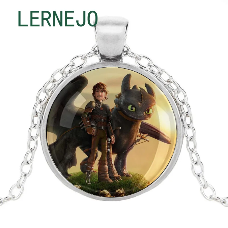 LERNEJO фильм Как приручить дракона ожерелье Приключения аниме мультфильм ожерелье кулон икона стеклянный кабошон для поклонников подарок - Окраска металла: 16