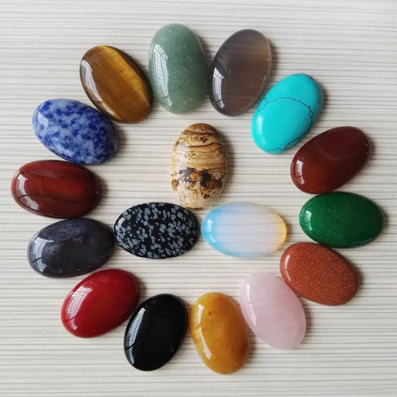 20x30mm 20pcs Смесь природных камней бисер овальный камень Кабошон Кабина ожерелье и кольцо аксессуары без отверстия 10-50 шт./лот - Цвет: 20x30mm 20pcs