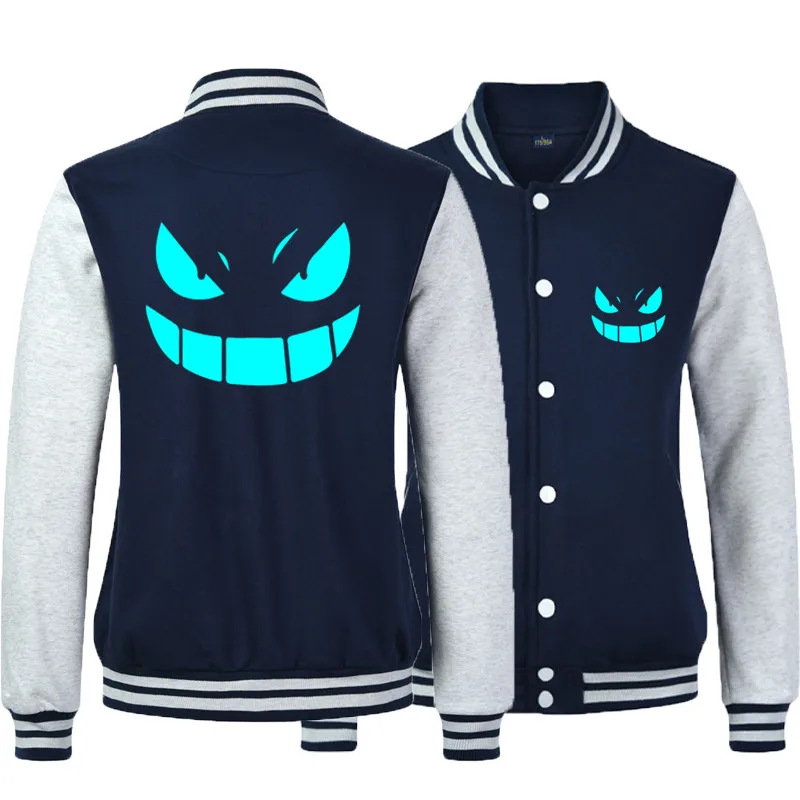 Dark Blue 01 Негабаритный карман Monste Death Note Наруто светящийся яркий принт мужские бейсбольные куртки весна осень флис повседневная одежда на молнии - Цвет: Dark Blue 01