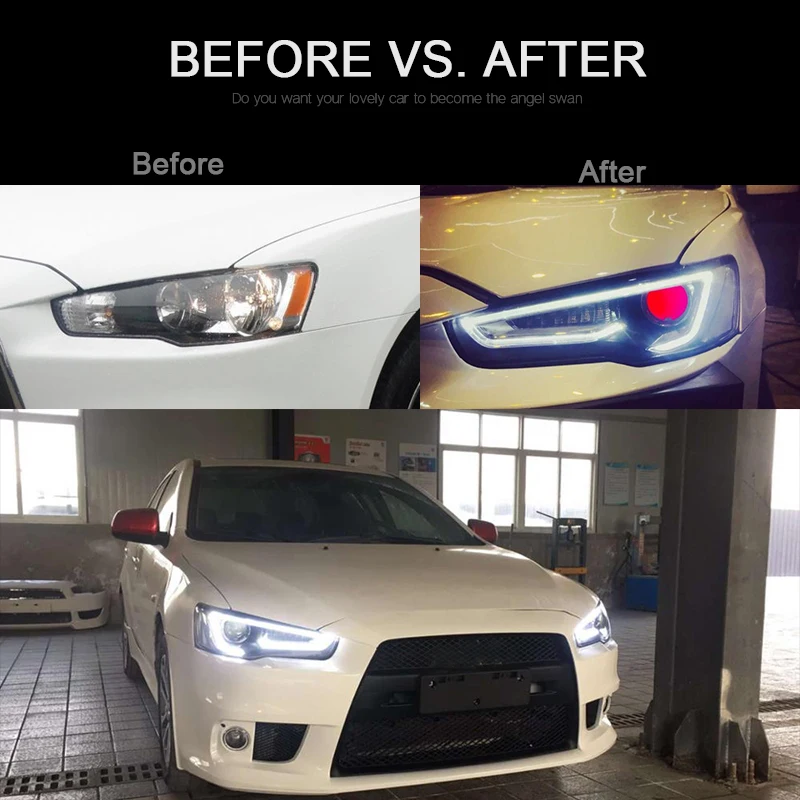 CNSUNNYLIGHT для Mitsubishi Lancer EVO X 2008- Автомобильная фара в сборе светодиодный DRL сигнал поворота ксенон HID проектор Объектив Plug Play