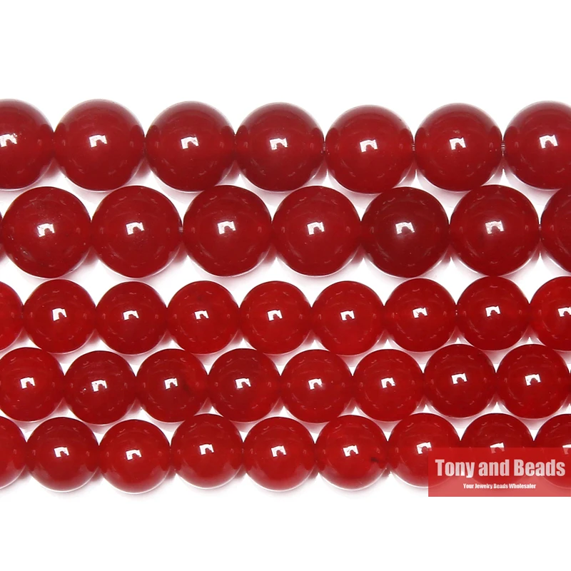 Natural Stone Red Chalcedony Jade Loose Beads 6 8 10 MM Pick Size for Jewelry Making