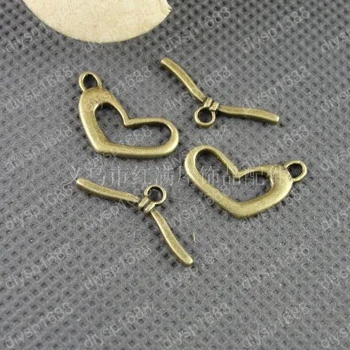 

Free Shipping Wholesale DIY Antiqued Bronze Vintage Alloy Fancy Love Heart OT Clasp Toggle Bracelet Handmade Accessories 48Sets