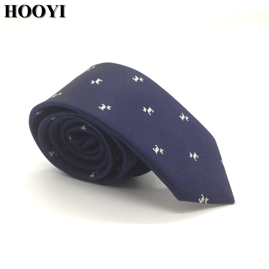 HOOYI Dog Pattern Skinny Ties For Men Fashion Party Black Necktie Cartoon Gift | Аксессуары для одежды