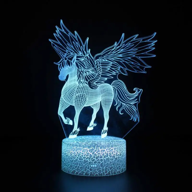 

Horse 3d Night Light Children's Room Decoration Lovely 3d Lmmp cartoon children's toys 7 color change 3d Light Fixtures