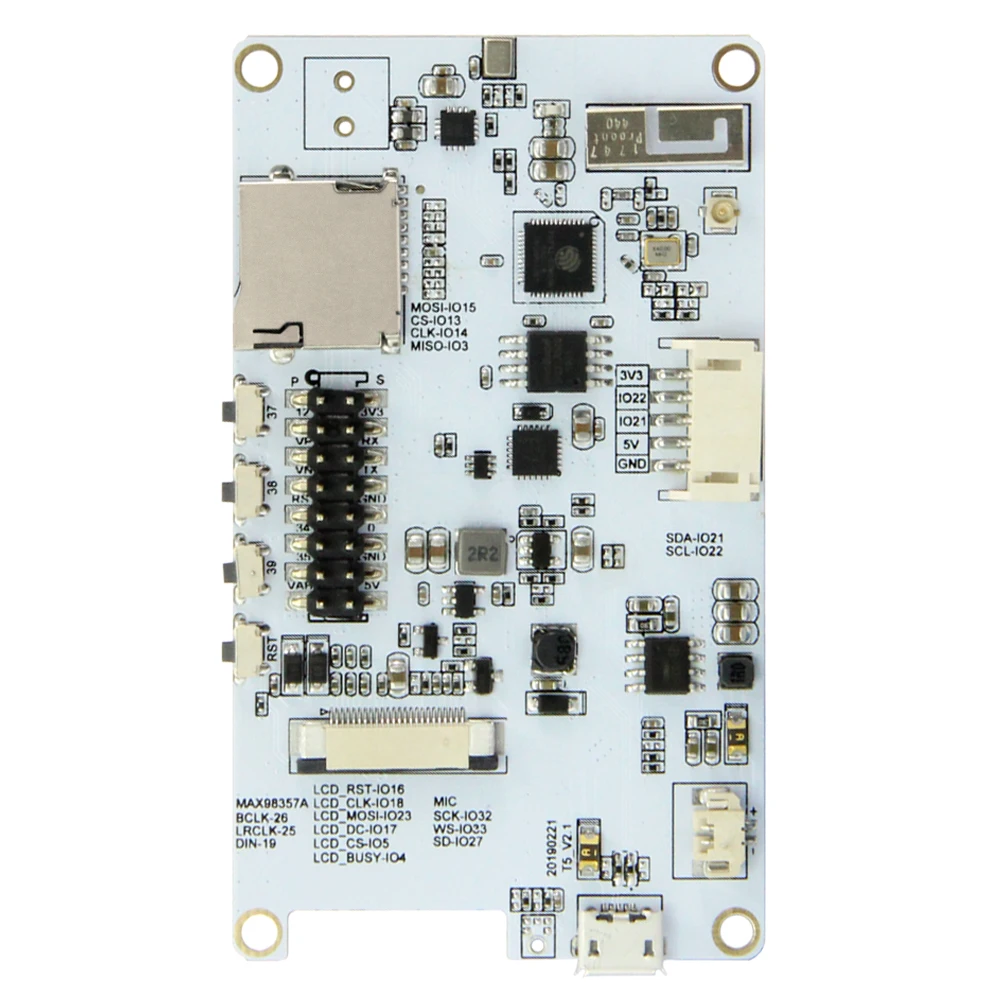 TTGO T5s V2.1 ESP32 2,7 дюймовый экран модуль электронной бумаги для Alexa ides ЦАП MAX98357A микрофон ICS43434 SD карта Buletooth плата